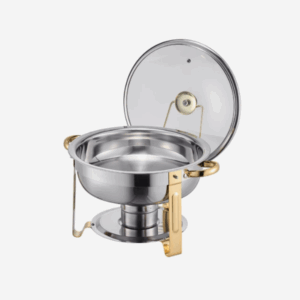 5 Quart Round Chafing Dish Buffet Set (Gold Finish)