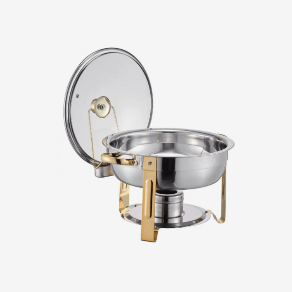 5 Quart Round Chafing Dish Buffet Set (Gold Finish)