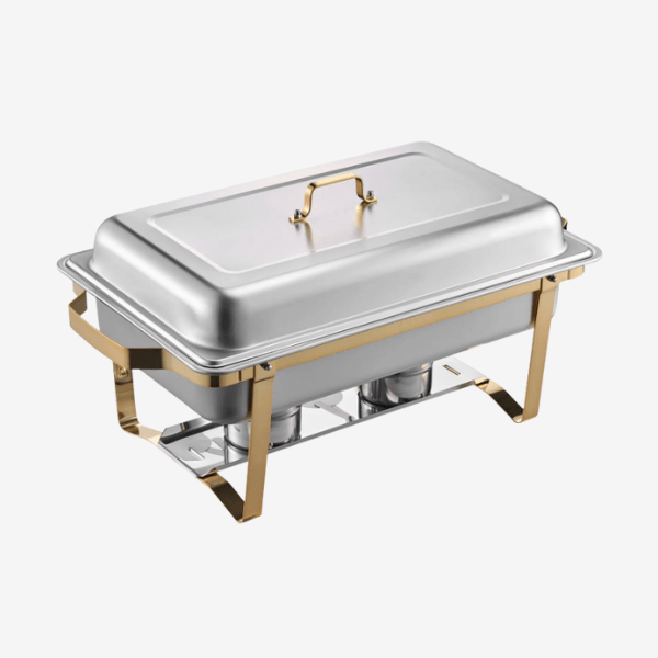 8 Quart Rectangular Chafing Dish Buffet Set (Gold Finish)