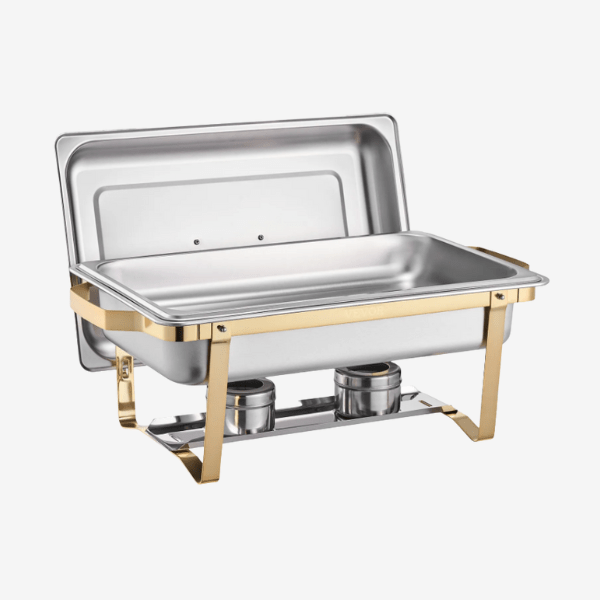 8 Quart Rectangular Chafing Dish Buffet Set (Gold Finish)