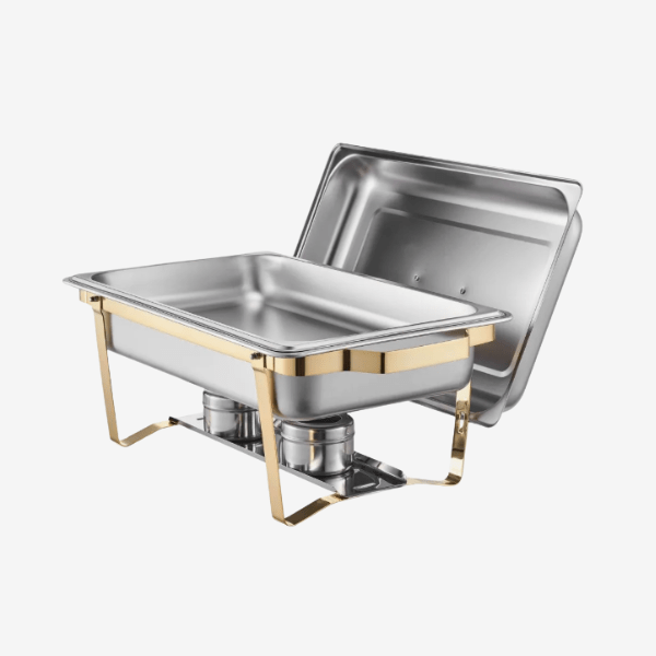 8 Quart Rectangular Chafing Dish Buffet Set (Gold Finish)