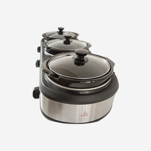 1.5 Quart Triple Slow Cooker Buffet Server (Stainless Steel Finish, Glass Lids)