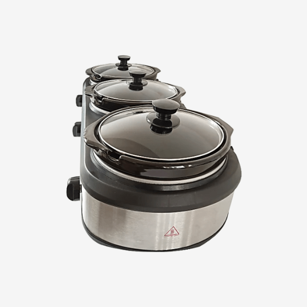 1.5 Quart Triple Slow Cooker Buffet Server (Stainless Steel Finish, Glass Lids)